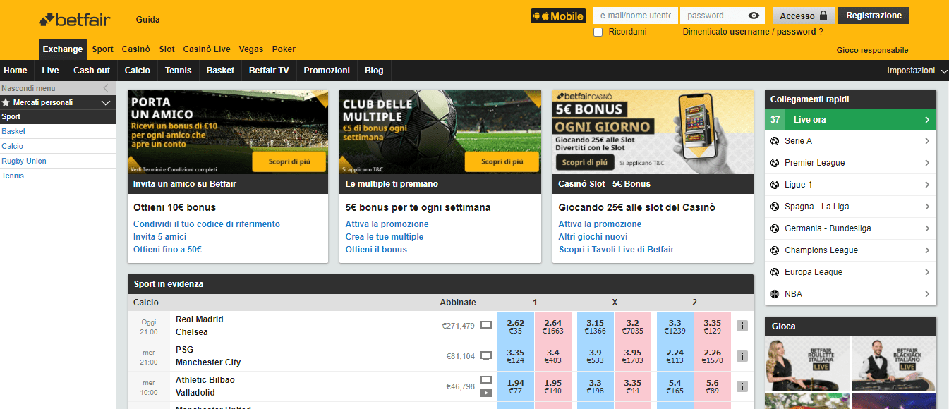 quote calcio in evidenza su betfair palinsesto betfair betting exchange