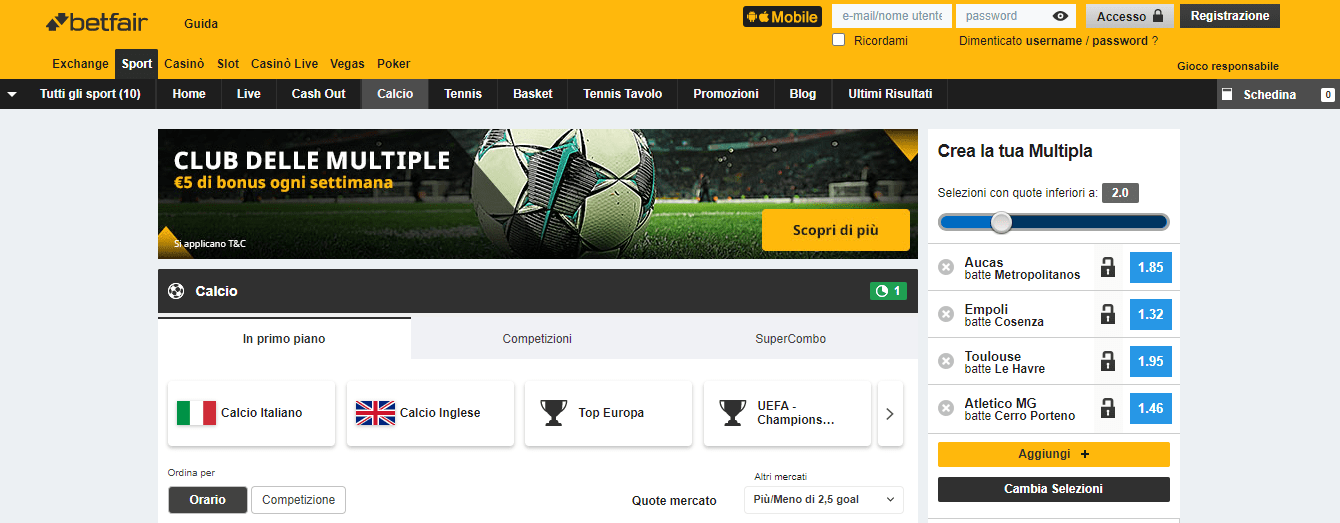 betfair scommesse