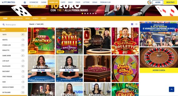 home page con giochi live dal vivo Lottomatica home page con giochi live dal vivo Lottomatica