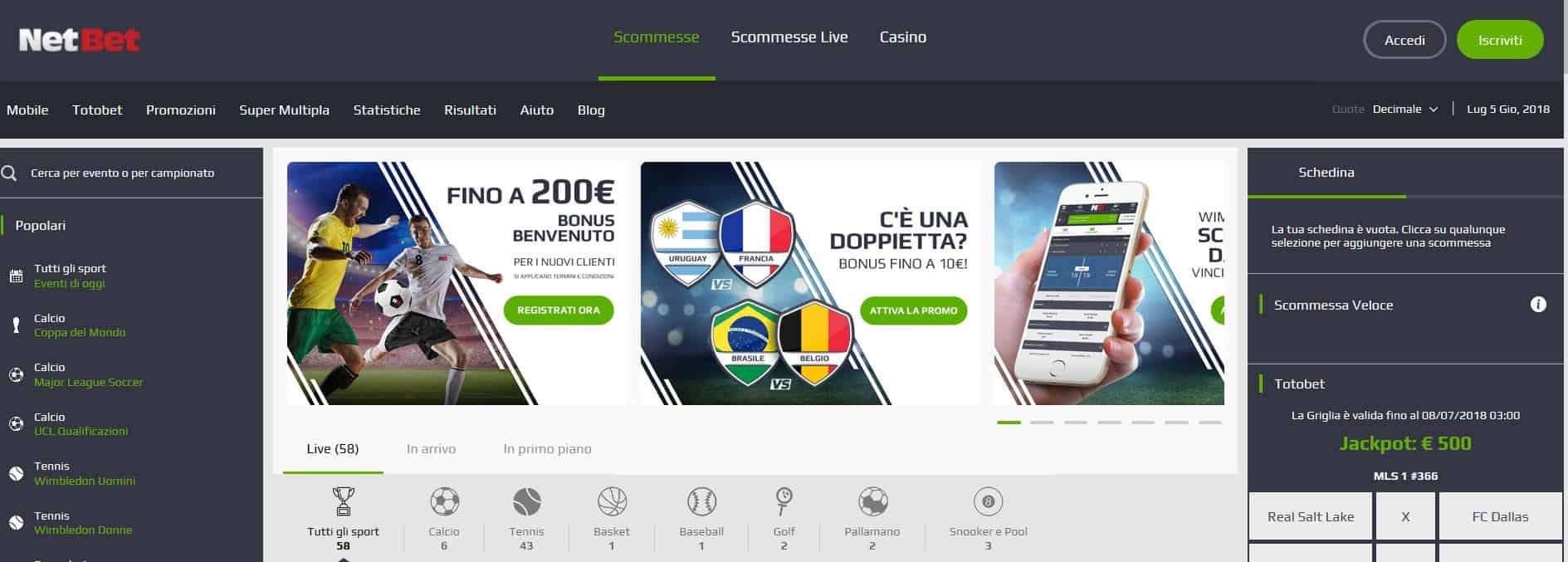 palinsesto netbet